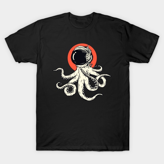Vintage Astronaut Octopus Sketch // Retro Space Octopus T-Shirt by Now Boarding
